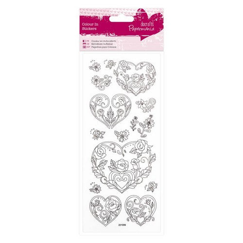 Papermania Colour In Glitter Stickers - Rose Heart (PMA 804202 )