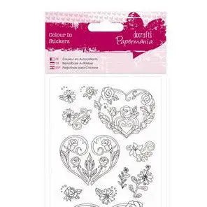 Papermania Colour In Glitter Stickers - Rose Heart (PMA 804202 ) - Printable Heaven