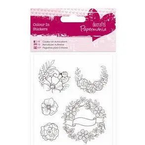 Papermania Colour In Glitter Stickers - Floral Wreaths (PMA 804203 ) - Printable Heaven