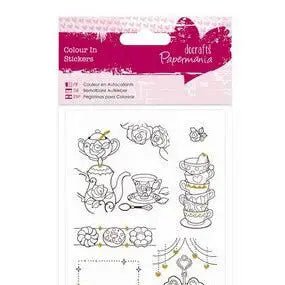 Papermania Colour In Glitter Stickers - Afternoon Tea (PMA 804204 ) - Printable Heaven