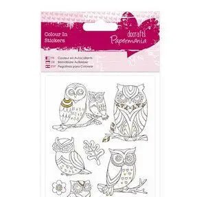 Papermania Colour In Glitter Stickers - Owls (PMA 804207 ) - Printable Heaven