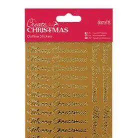 Outline Stickers - Merry Christmas (Repeated) - Gold (PMA 810902) - Printable Heaven