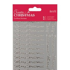 Outline Stickers - Merry Christmas (Repeated) - Silver (PMA 810903)