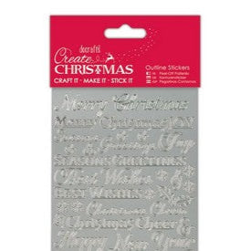 Outline Stickers - Traditional Xmas Sentiments - Silver (PMA 810907)