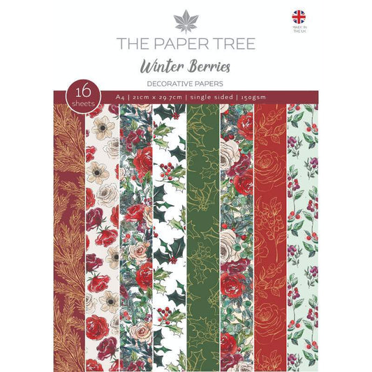 The Paper Tree Winter Berries A4 Backing Papers (PTC1231)