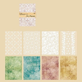 Vintage Mottled Lace Language Scrapbook Paper Pad (8 Sheets)