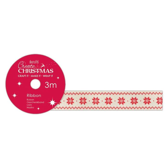 Cotton Christmas Ribbon (3m) - Snowflake - Create Christmas - Printable Heaven
