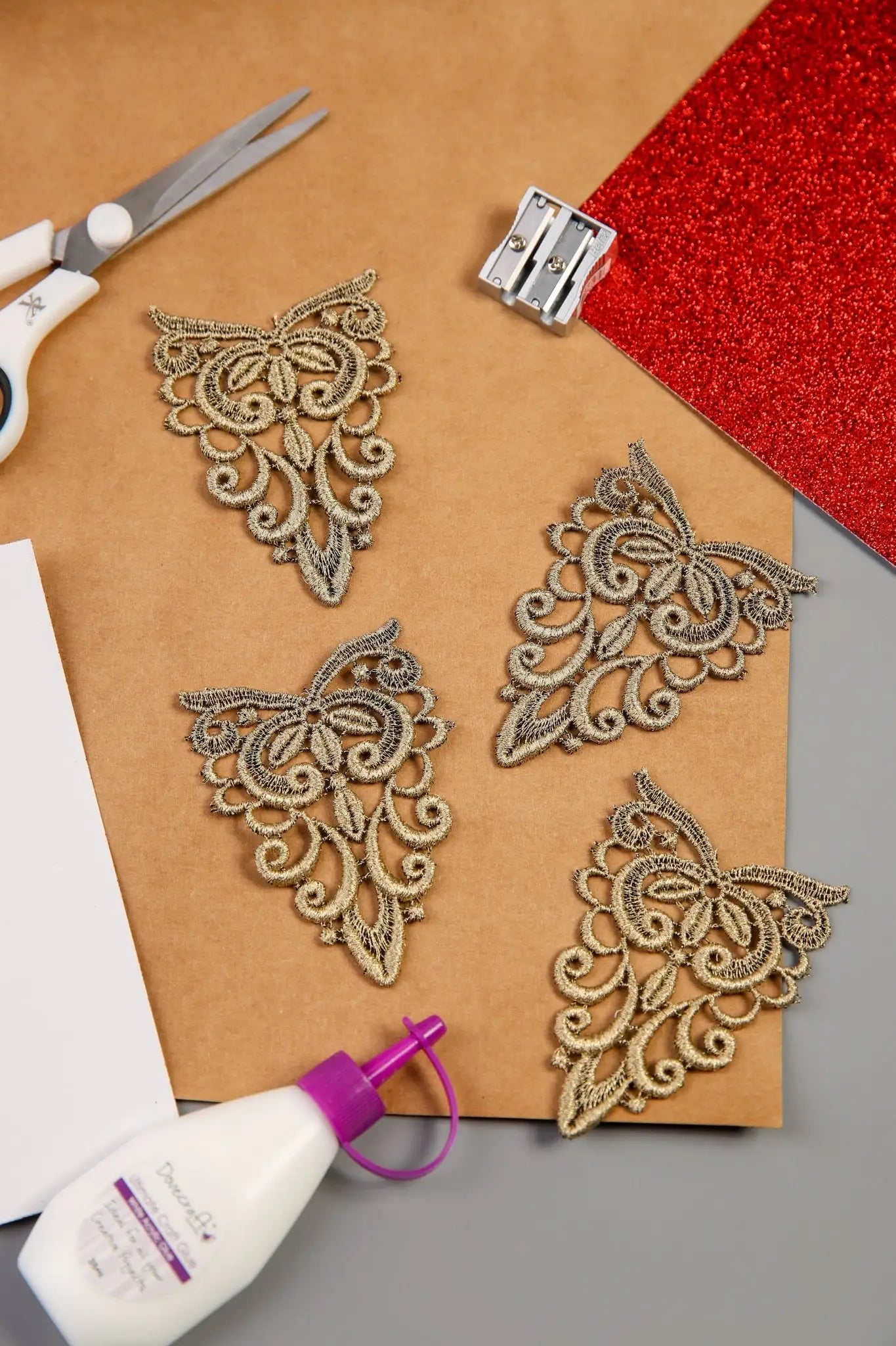 Gold Ornate Lace Appliques (4pcs) (RT10028 G) - Printable Heaven