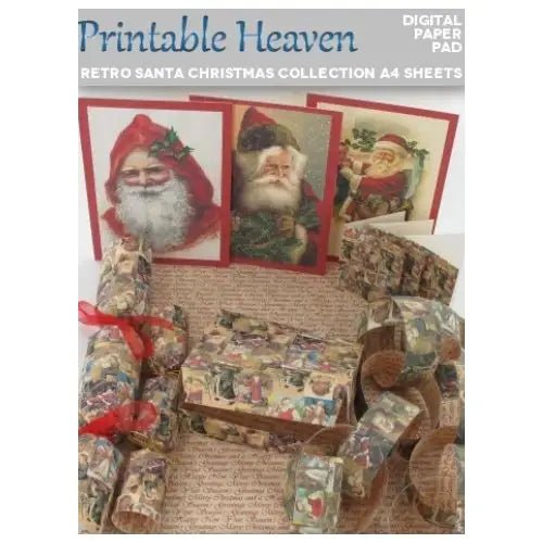 Download - Digital Paper Pad - Retro Santa Christmas Collection - Printable Heaven