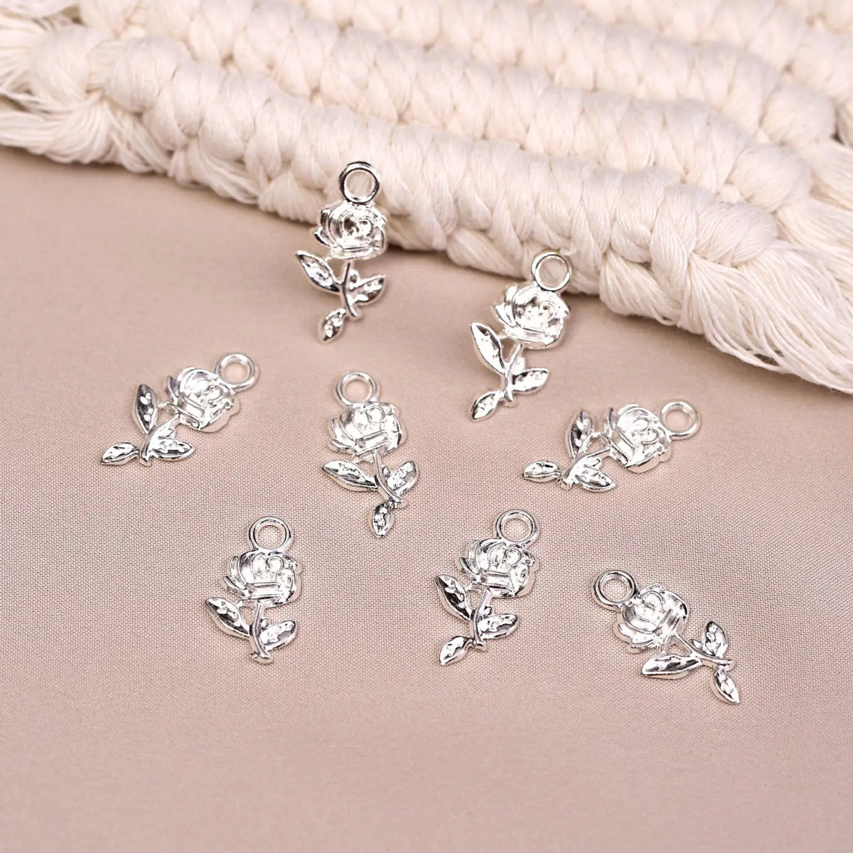 Rose Metal Charms (8pcs) (MLB-019) - Printable Heaven