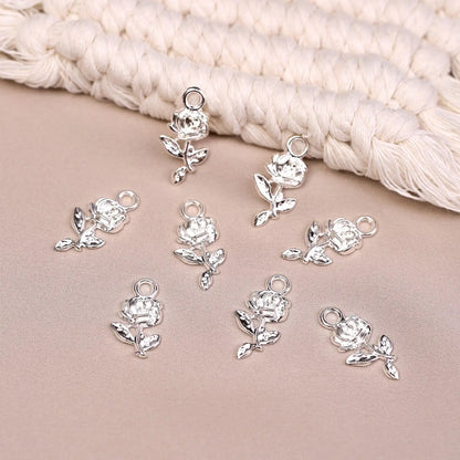 Rose Metal Charms (8pcs) (MLB-019) - Printable Heaven