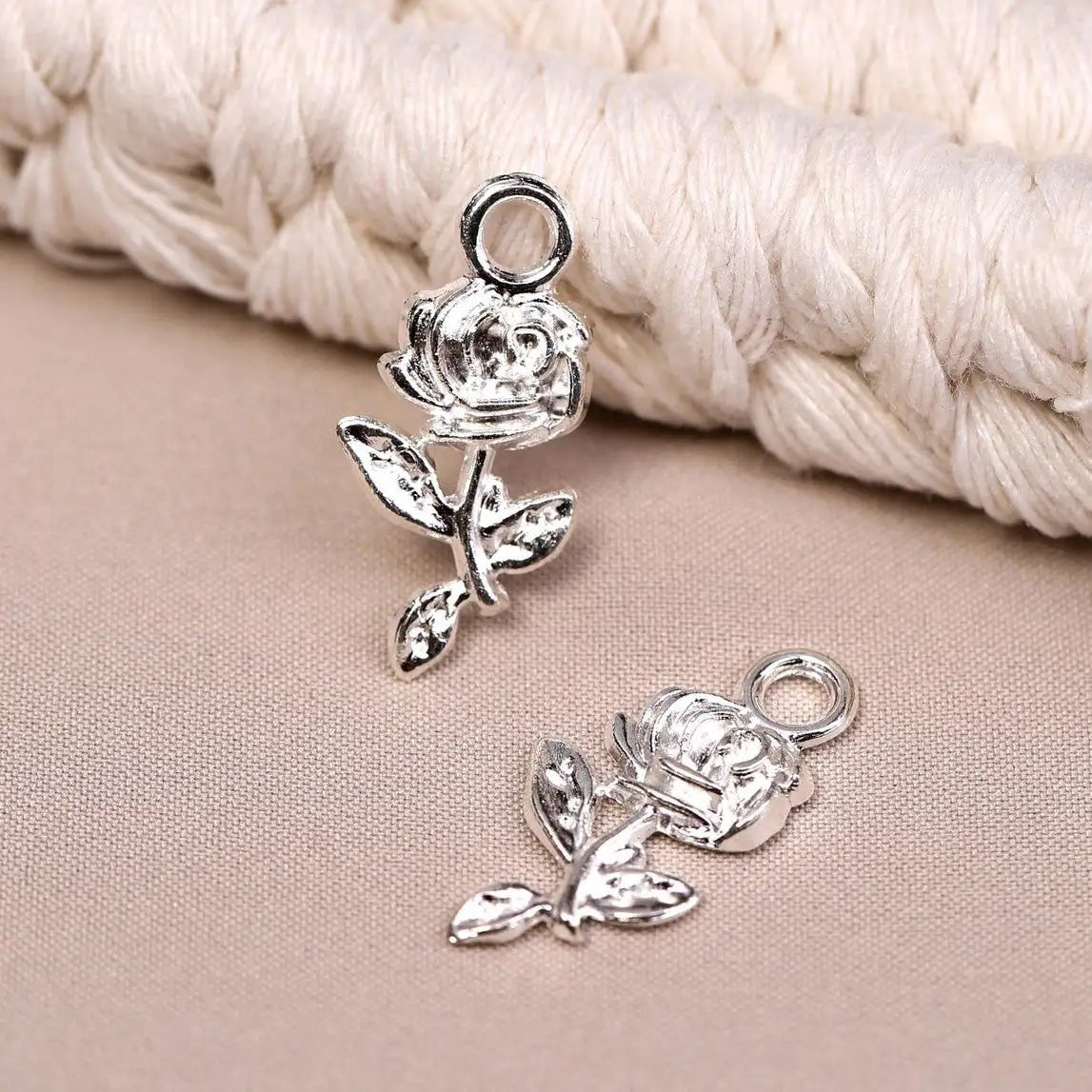 Rose Metal Charms (8pcs) (MLB-019) - Printable Heaven