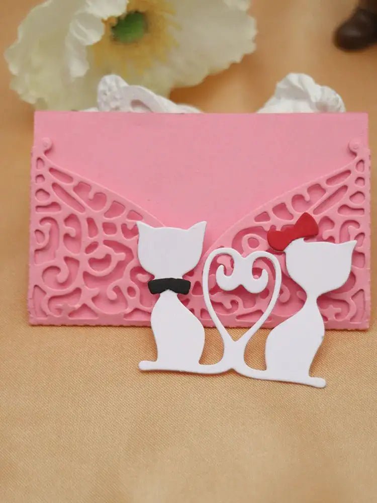 Printable Heaven Large Cutting Die - Lace Envelope Cat (1pc) (B041) - Printable Heaven