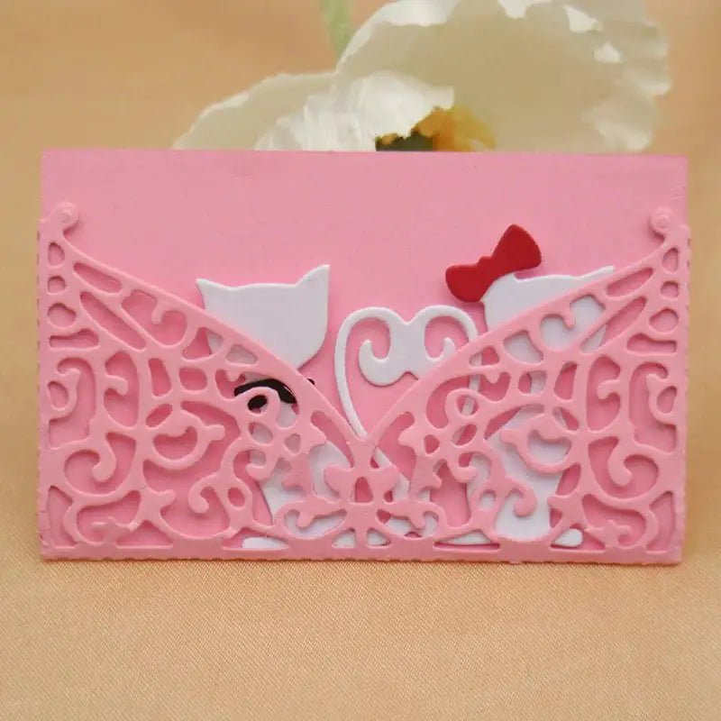 Printable Heaven Large Cutting Die - Lace Envelope Cat (1pc) (B041) - Printable Heaven