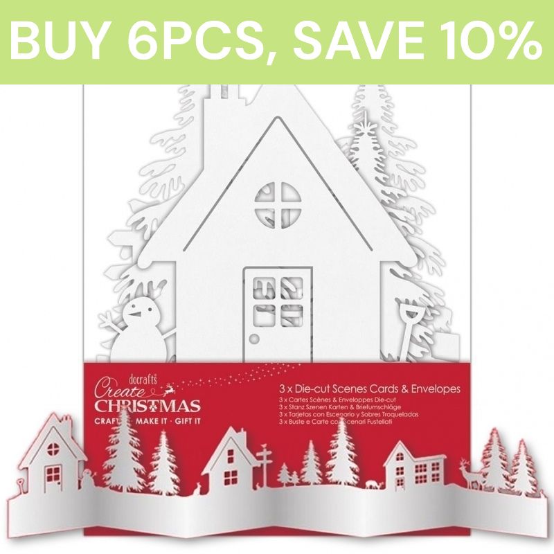 Create Christmas Die-cut Scene Card & Envelope (3pcs) White (PMA 150926)