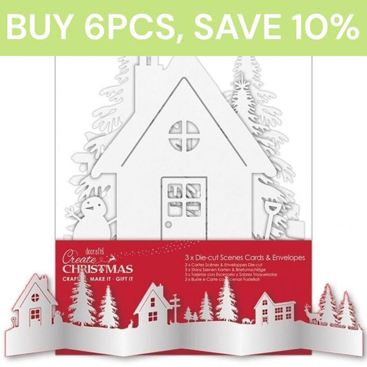 Create Christmas Die-cut Scene Card & Envelope (3pcs) White (PMA 150926)