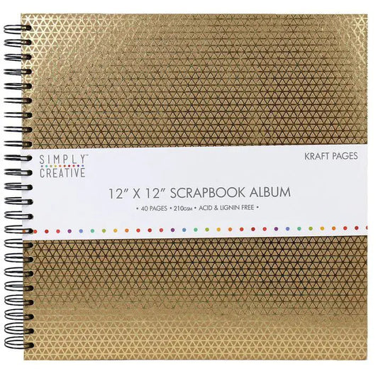 Simply Creative Scrapbook Album 12x12 - Kraft With Gold Geometric (SCALB005) - Printable Heaven