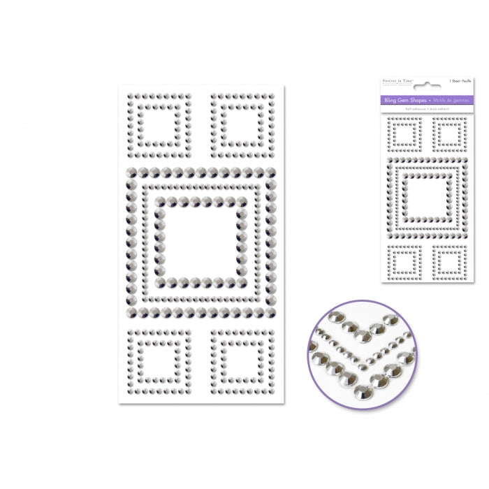 Bling Gem Shapes Squares Silver Studs