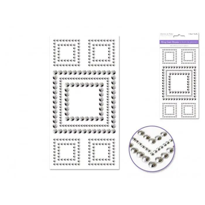 Bling Gem Shapes Squares Silver Studs (SS284C) - Printable Heaven