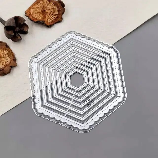 Printable Heaven Small Cutting Die - Nesting Stitch Detail Hexagons (8pcs) (T014) - Printable Heaven