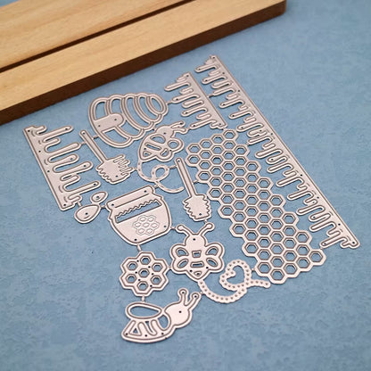 Printable Heaven Large Cutting Die - Bees and Honey (14pcs) (A132)