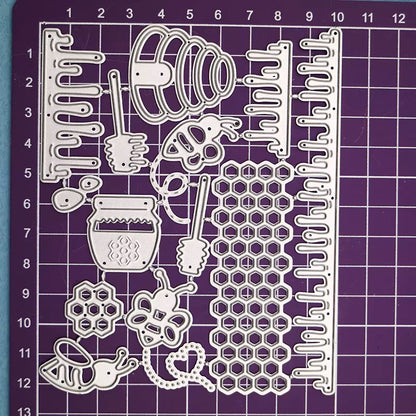 Printable Heaven Large Cutting Die - Bees and Honey (14pcs) (A132)