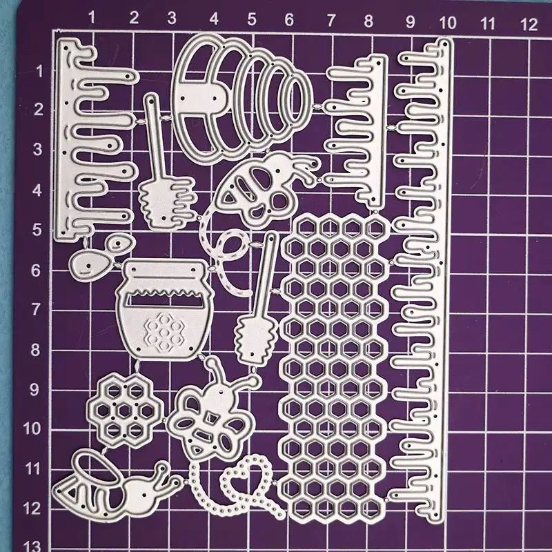 Printable Heaven Large Cutting Die - Bees and Honey (14pcs) (A132) - Printable Heaven