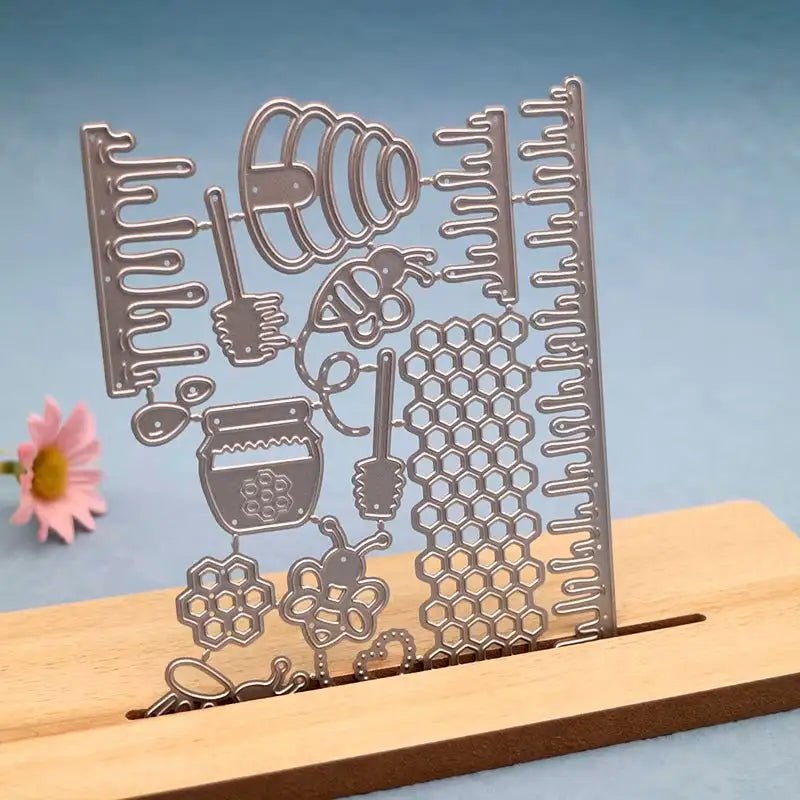 Printable Heaven Large Cutting Die - Bees and Honey (14pcs) (A132) - Printable Heaven