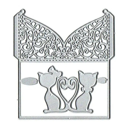Printable Heaven Large Cutting Die - Lace Envelope Cat (1pc) (B041) - Printable Heaven