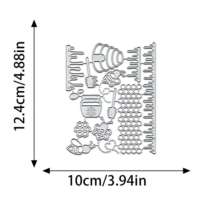 Printable Heaven Large Cutting Die - Bees and Honey (14pcs) (A132)