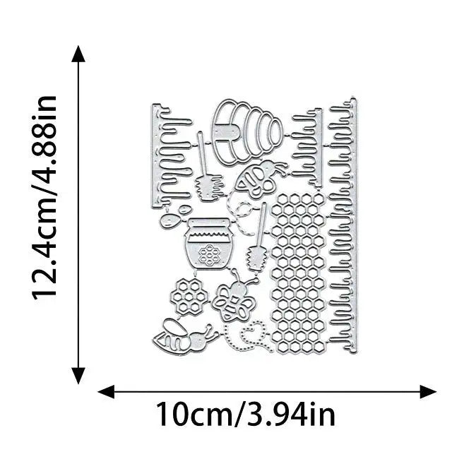 Printable Heaven Large Cutting Die - Bees and Honey (14pcs) (A132) - Printable Heaven