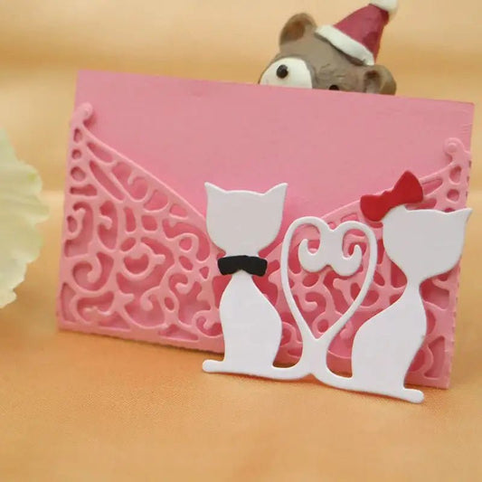 Printable Heaven Large Cutting Die - Lace Envelope Cat (1pc) (B041) - Printable Heaven