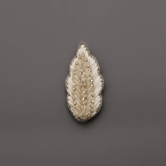 Ivory Beaded Leaf Motif (2pcs) - Printable Heaven