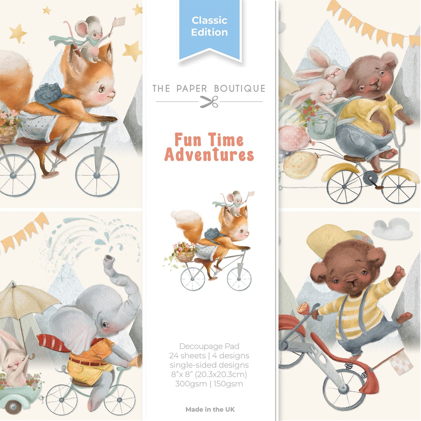 The Paper Boutique - Fun Time Adventures - 8 x 8 Decoupage Pad (PB2040) - Printable Heaven