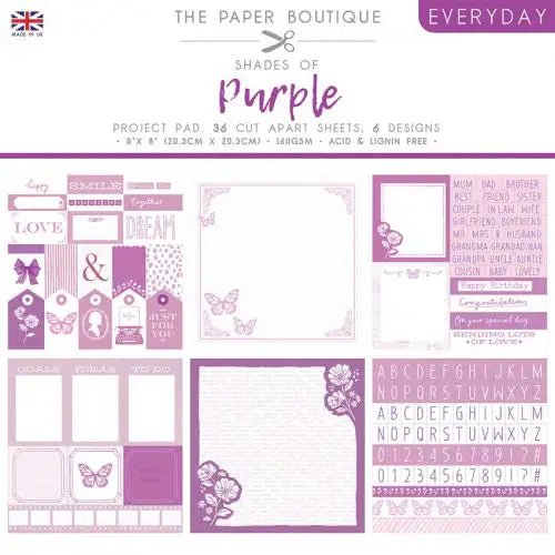 The Paper Boutique - Shades of Purple - Project Pad (PB1655) - Printable Heaven