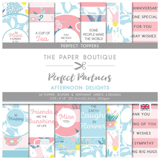 The Paper Boutique Perfect Partners Afternoon Delights - 8" x 8" Paper Pad Perfect Toppers  (PB1580)