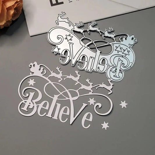 Printable Heaven Large Cutting Die - Believe (1pc) (W148) - Printable Heaven