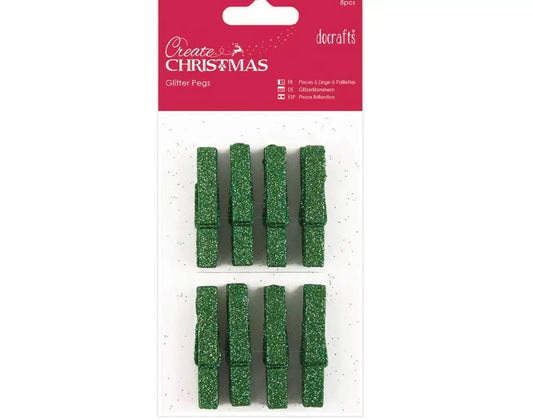 Glitter Pegs (8pcs) - Green (PMA 174927) - Printable Heaven