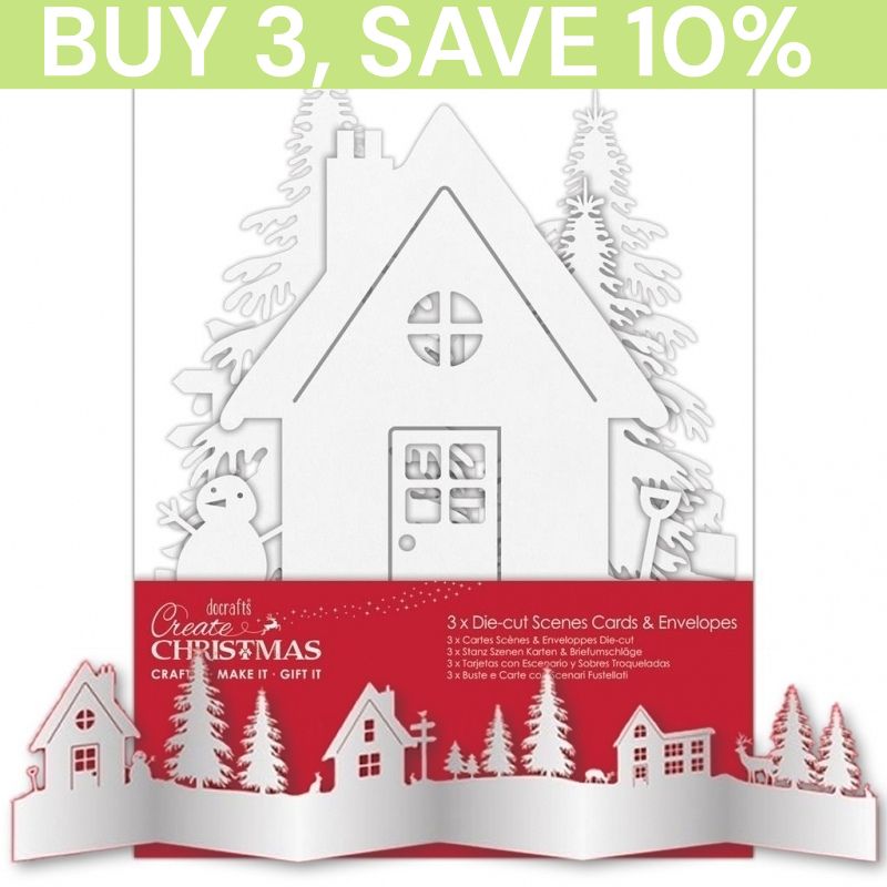 Create Christmas Die-cut Scene Card & Envelope (3pcs) White (PMA 150926)