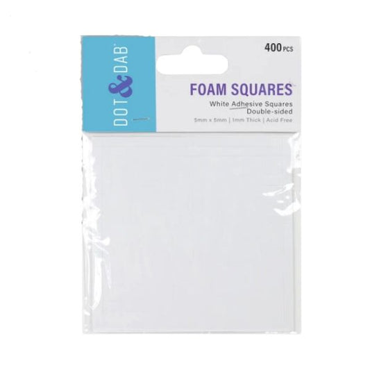 Dot & Dab Foam Squares 5x5mm x 1mm White (DDADH017)