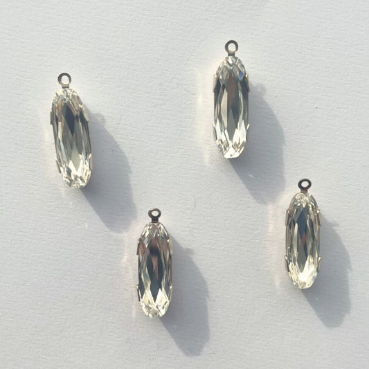 Swarovski 4161 21x7 Crystal In Silver Setting with Pendant Loop (10pcs) (S416121X7GCRY)