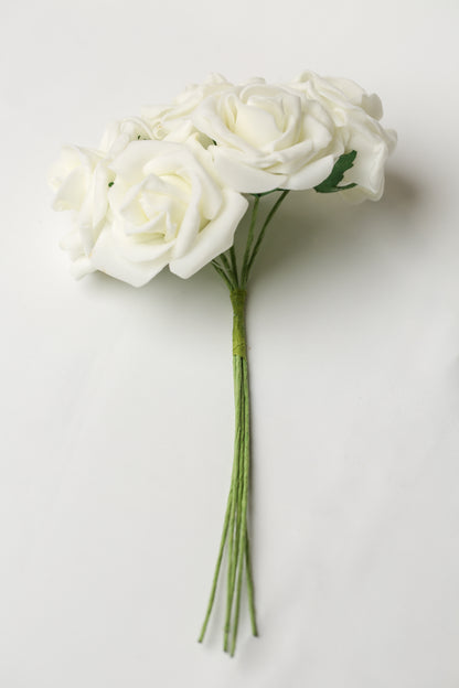 Printable Heaven Large Foam Rose Bunch in Ivory (2" Wide) - Printable Heaven