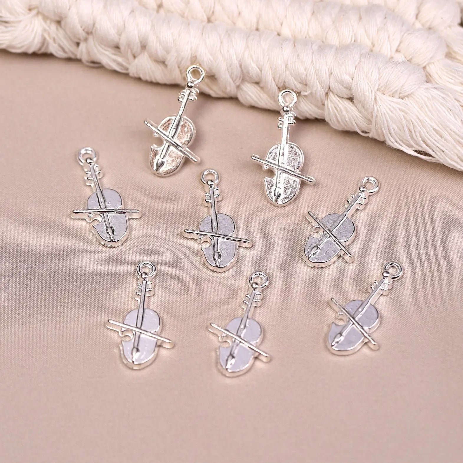 Violin Metal Charms (8pcs) (MLB-020) - Printable Heaven