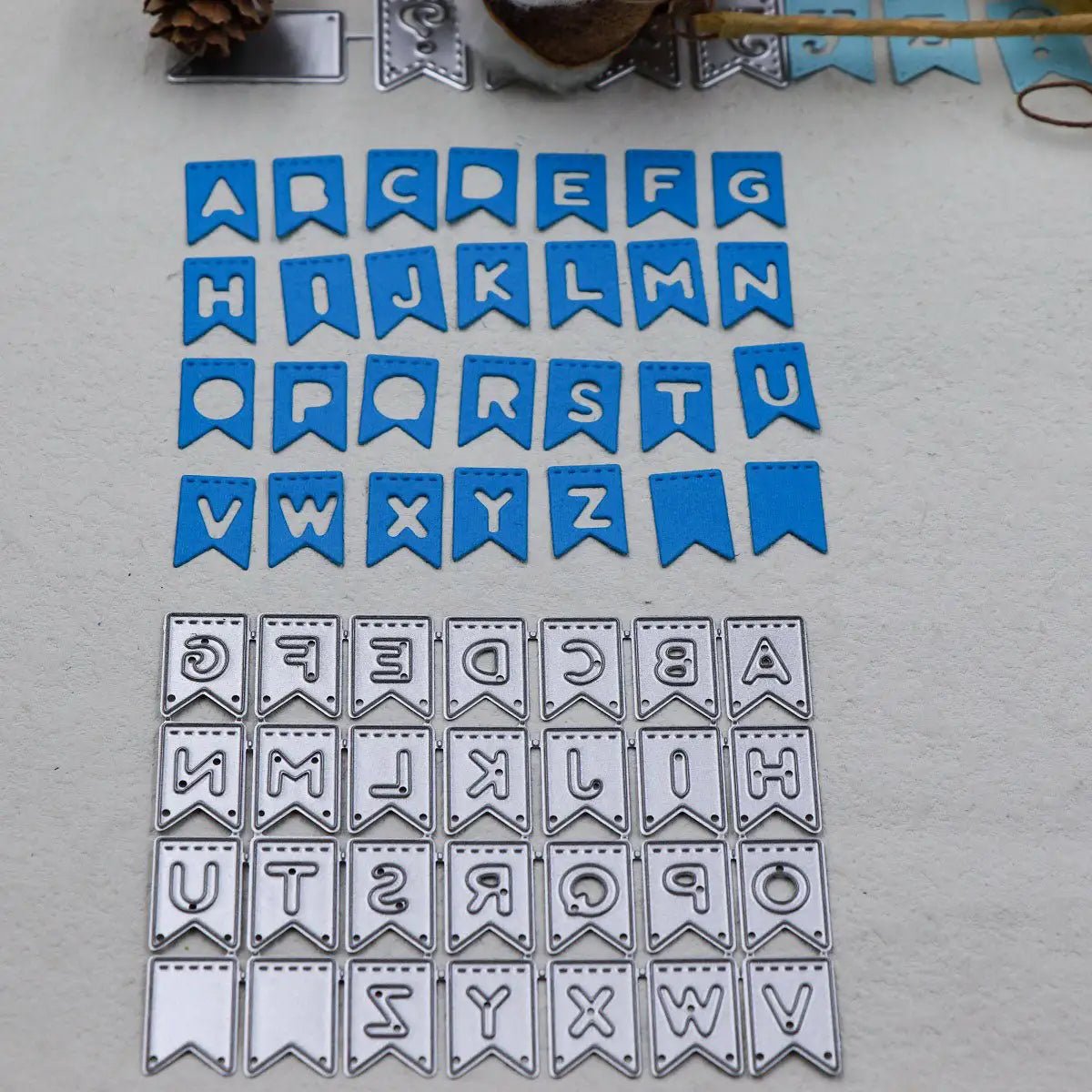 Printable Heaven Cutting Die Upper Case Letter Flags (28Pcs) (W021) - Printable Heaven