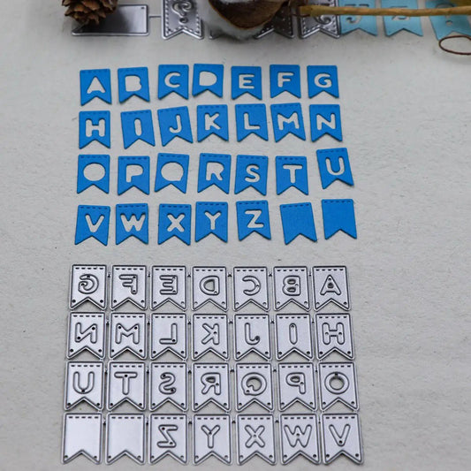 Printable Heaven Cutting Die Upper Case Letter Flags (28Pcs) (W021) - Printable Heaven
