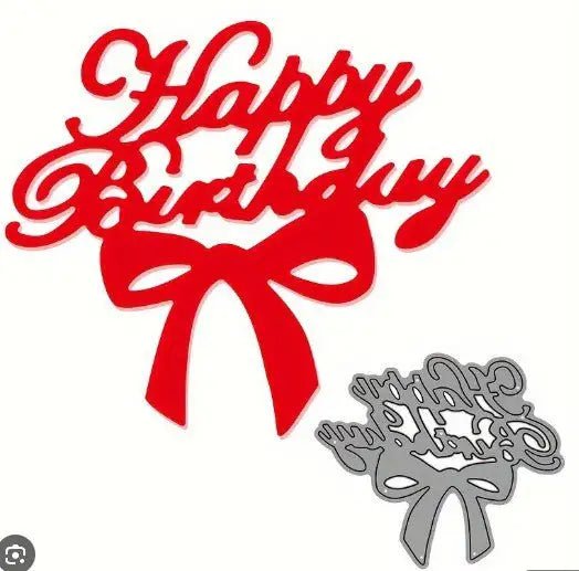 Printable Heaven Cutting Die Happy Birthday Sentiment with Bow (W069) - Printable Heaven