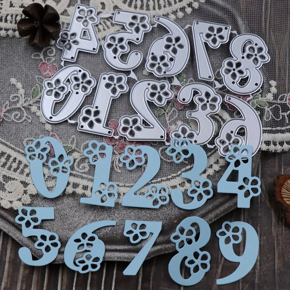 Printable Heaven Cutting Die Set of Numbers Floral (10Pcs) (W194) - Printable Heaven