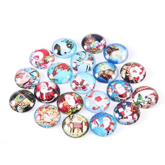 Christmas Glass Cabochons (10pcs) (XMAS-PW0001-223A-01) - Printable Heaven