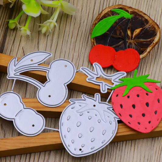 Strawberry & Cherry Fruit Cutting Die (4 PCS) (L099) - Printable Heaven