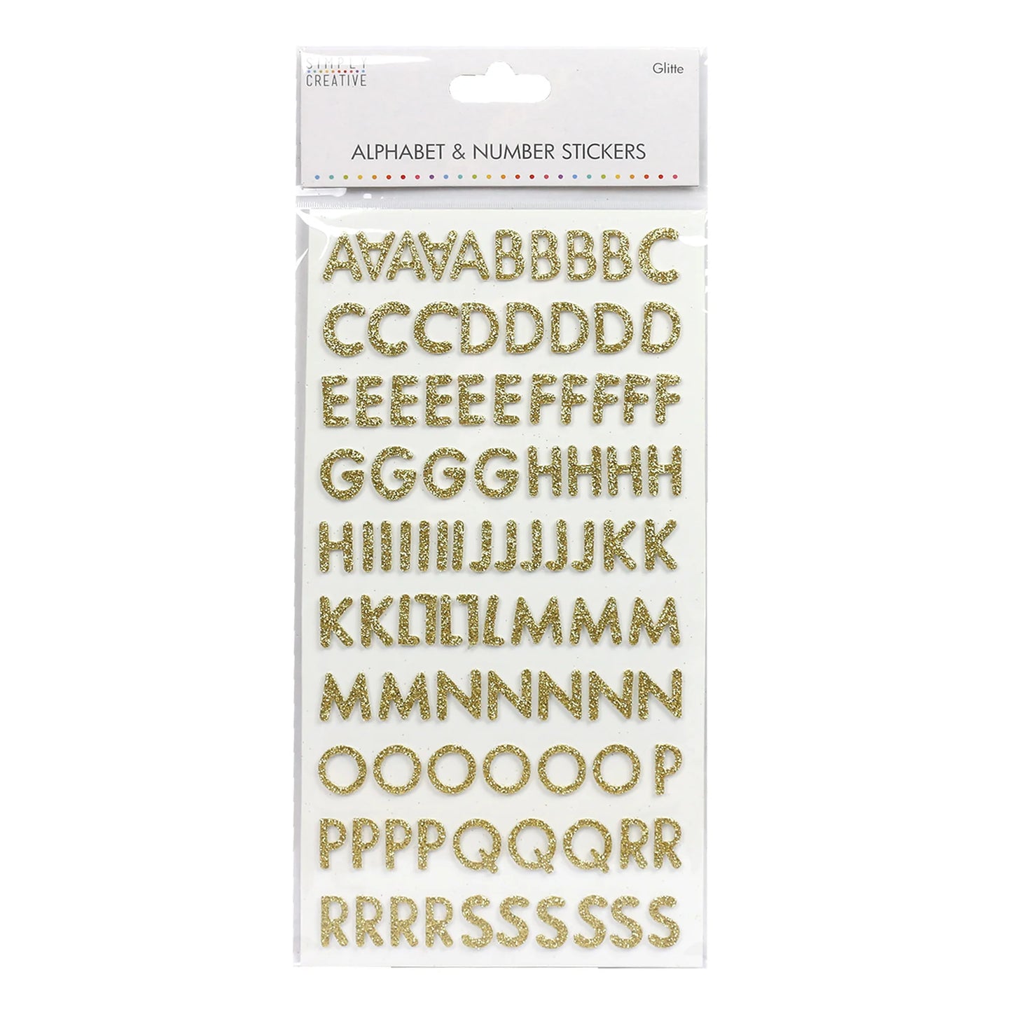 Simply Creative Alphabet & Number Stickers - Gold Glitter (SCSTK013)